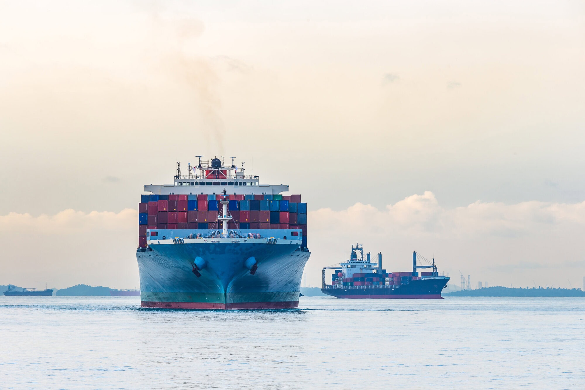Industrial port container ship
