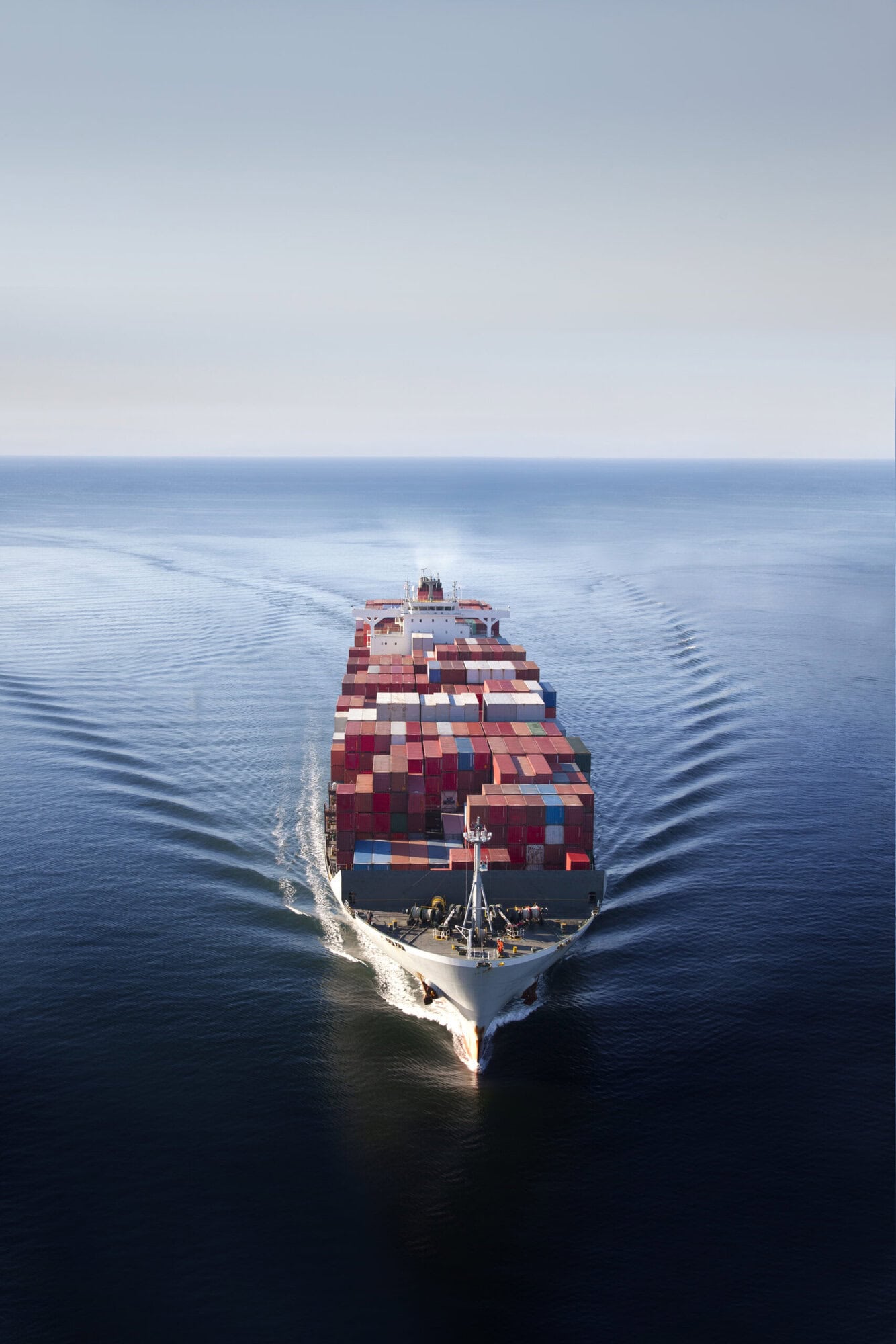 Container Ship on Open Ocean